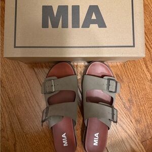 MIA Dual Buckle Olive and Brown Sandals